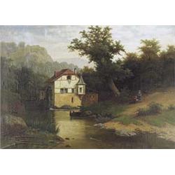 Author: L. Schmitz, Title: Landscape with Mill