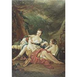 Author: Monogramist A. E., Title: Three Ladies in Park