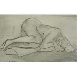 Author: Felice Casorati (1886-1963), Title: Laying Nude