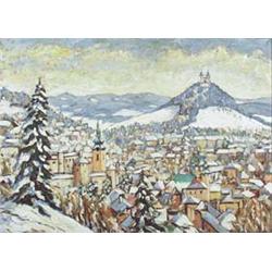 Author: Jozef  Kollár (1899-1982), Title: Štiavnica Village in Winter