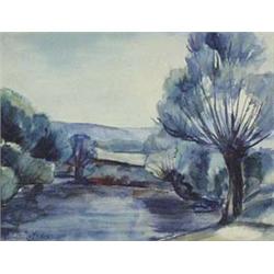 Author: Eugen Lehotský (1909-1970), Title: Willows along River