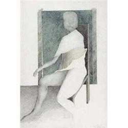 Author: Milan Paštéka (1931-1998), Title: Sitting Woman II.