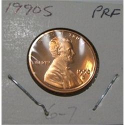 1990-S LINCOLN CENT RED BOOK VALUE IS $5.00 *RARE KEY DATE PROOF HIGH GRADE*!!