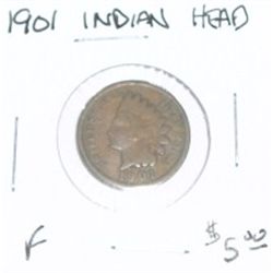 1901 INDIAN HEAD PENNY RED BOOK VALUE IS $5.00 *FINE GRADE - NICE COIN*!!