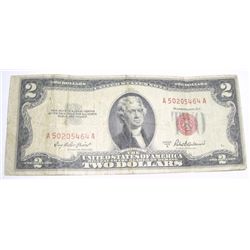 1953 A SERIES $2 RED SEAL BILL SERIAL # A50205464A *NICE BILL - LOOK TO DETERMINE GRADE*!!