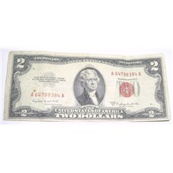 1953 B SERIES $2 RED SEAL BILL SERIAL # A64798384A *NICE BILL - LOOK TO DETERMINE GRADE*!!