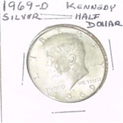 1969-D KENNEDY SILVER HALF DOLLAR *NICE SILVER COIN - PLEASE LOOK AT PICTURE TO DETERMINE GRADE*!!