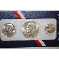 1976-S US Bicentennial Three-Coin Silver Set; 40% Silver; UNC; Eisenhower, Kennedy & Washington; EST