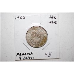1962 Panama 1/4 Balboa Foreign Coin; .1808 ASW 0.900 Ley; EST. $10-20