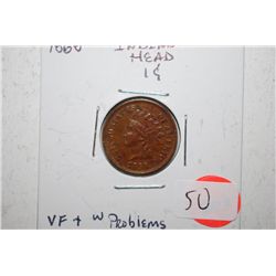 1868 Indian Head One Cent; VF+ With Problems; EST. $125-170