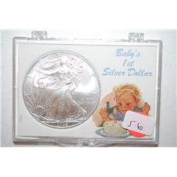 2009 Silver Eagle $1 In Baby's 1st Silver Dollar Holder; EST. $35-45