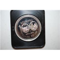 1974 Canada $1 "100th Anniversary Of Winnipeg" Foreign Coin In Display Box; EST. $15-20