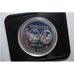 1974 Canada $1  100th Anniversary Of Winnipeg  Foreign Coin In Display Box; EST. $15-20