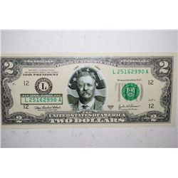 2003-A US Federal Reserve Note $2 In Display Holder; San Francisco CA Reserve; T. Roosevelt 26th Pre