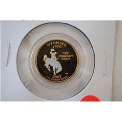 2007-D US Wyoming State Quarter; CLAD With Partial Holographic; EST. $1-3