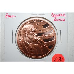 Ron Paul Copper Round; .999 Fine Copper 1 Oz.; EST. $3-5