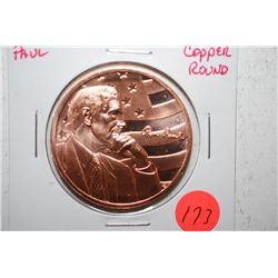 Ron Paul Copper Round; .999 Fine Copper 1 Oz.; EST. $3-5