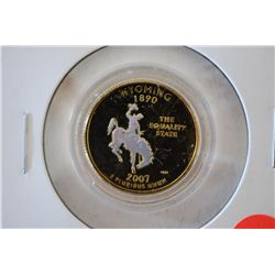 2007-D US Wyoming State Quarter; CLAD With Partial Holographic; EST. $1-3