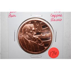 Ron Paul Copper Round; .999 Fine Copper 1 Oz.; EST. $3-5
