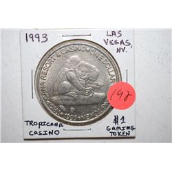 1993 Tropicana Casino Las Vegas NV $1 Gaming Token; EST. $5-10