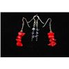 Image 1 : Red Stone Drop Earrings & Black Stone Drop Earrings; Lot of 2; EST. $10-20