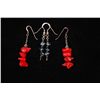Image 2 : Red Stone Drop Earrings & Black Stone Drop Earrings; Lot of 2; EST. $10-20
