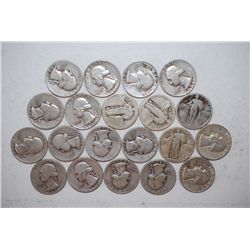 Washington Quarter; Various Dates, Conditions & Denominations; Lot of 20 Silver; EST. $120-140