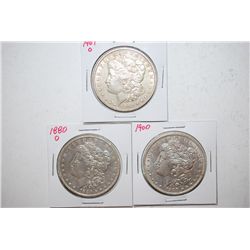 1880-O, 1900 & 1901-O Silver Morgan $1; Lot of 3; EST. $100-125