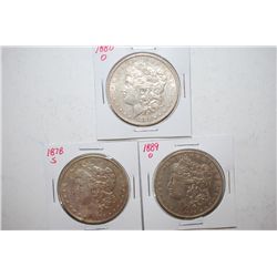 1878-S, 1880-O & 1889-O Silver Morgan $1; Lot of 3; EST. $100-125