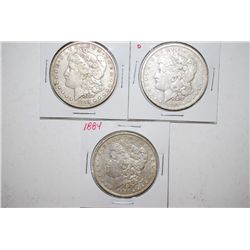 1884, 1889 & 1889-O Silver Morgan $1; Lot of 3; EST. $100-125