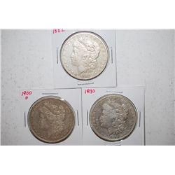 1882, 1890 & 1900-O Silver Morgan $1; Lot of 3; EST. $100-125