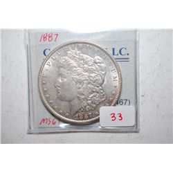 1887 Silver Morgan $1; MS61; EST. $50-60