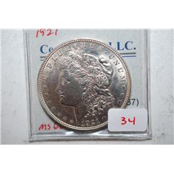 1921 Silver Morgan $1; MS62; EST. $50-60