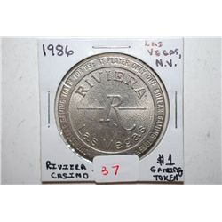 1986 Riviera Casino Las Vegas NV $1 Gaming Token; EST. $3-5