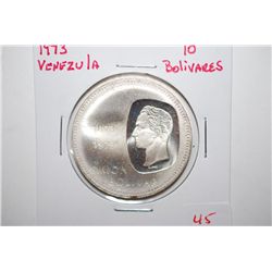 1973 Venezuela 10 Bolivares Foreign Coin; 100th Anniversary Of Birth Of Simon Bolivar; .900 Ley 30 G