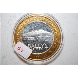 Bally's Las Vegas NV Limited Edition Two-Tone $10 Gaming Token; .999 Fine Silver; EST. $20-25