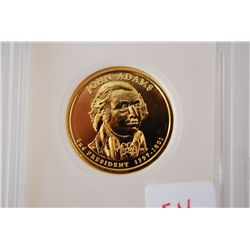 2007 US Presidential John Adams-2nd President $1; Pure 24K Gold Enriched; EST. $5-10