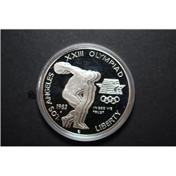 1983-S US Los Angeles XXIII Olympiad Commemorative Discus Thrower $1 In Velvet Box; EST. $30-40