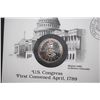 Image 1 : 1989-D US Bicentennial Of Congress Commemorative Half Dollar With First Day Issue US Postal Stamps &