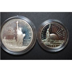 1986-S US Liberty Commemorative Two-Coin Proof Set In Velvet Box; Ellis Island $1 & Nation Of Immigr