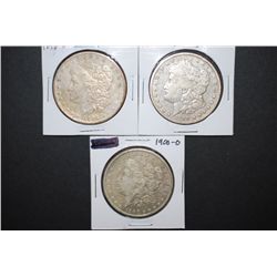 1896-O, 1899-O & 1900-O US Silver Morgan $1; Lot of 3; EST. $100-120