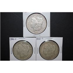 1899-O, 1900-O & 1904 US Silver Morgan $1; Lot of 3; EST. $100-120