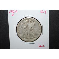 1920-S Walking Liberty Half Dollar; EST. $10-20