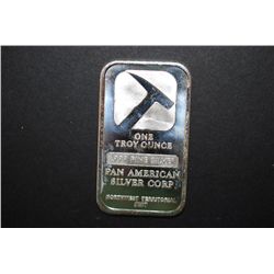 Pan American Silver Ingot; 1 oz. .999 Fine Silver; EST. $35-40