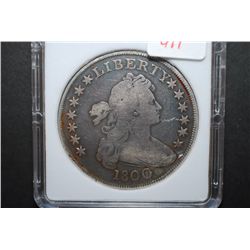 1800 US Drapped Bust $1; MCPCG Graded F12 Details-Improperly Cleaned; EST. $1600-2000