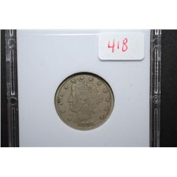 1885 Liberty V-Nickel; MCPCG Graded F12; EST. $800-950