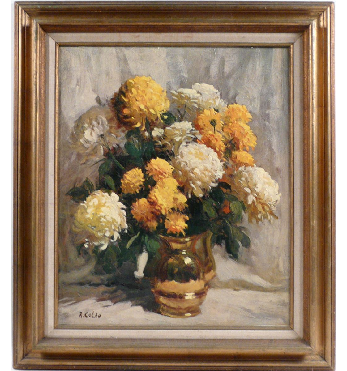 Artist R Rudolph Oil on Canvas, Still Life of Flowers, Rudolph Colao (American, 1927 ...