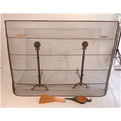 Pair of Baroque Style Wrought-Iron Andirons, 20th C., N9ENBH
