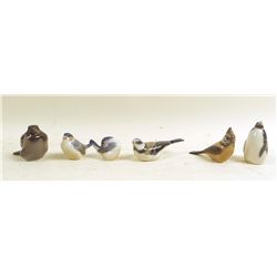 Six Royal Copenhagen Porcelain Birds, Denmark, 20th C., N9ENBE