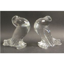 Pair of Steuben Colorless Crystal Birds, 20th C., N9ENBE